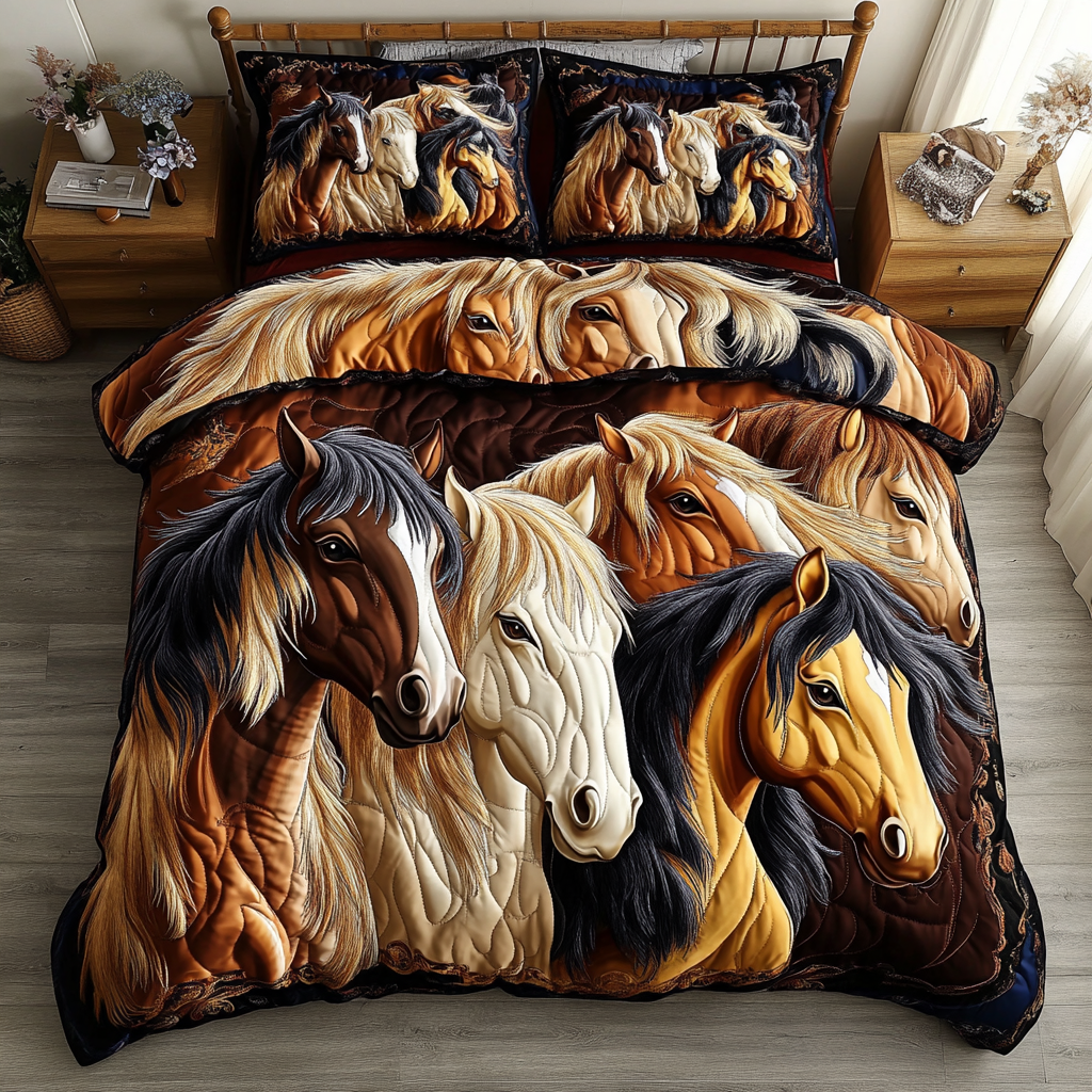Prancing Meadows 3-Piece Quilted Bedding Set