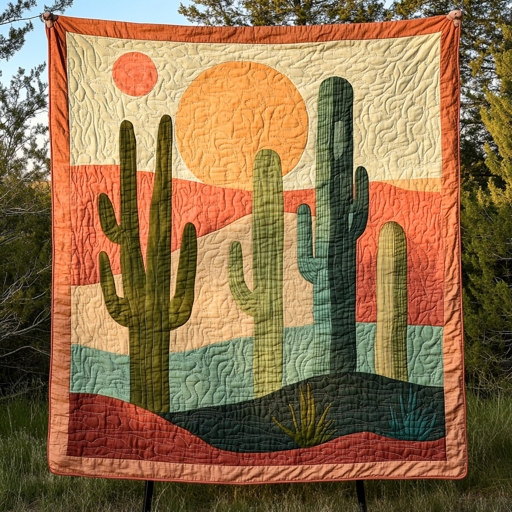 Prickly Paradise Quilted Blanket