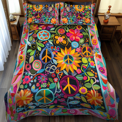 Psychedelic Peace 3-Piece Quilted Bedding Set