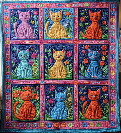 Psychedelic Kitten Quilted Blanket