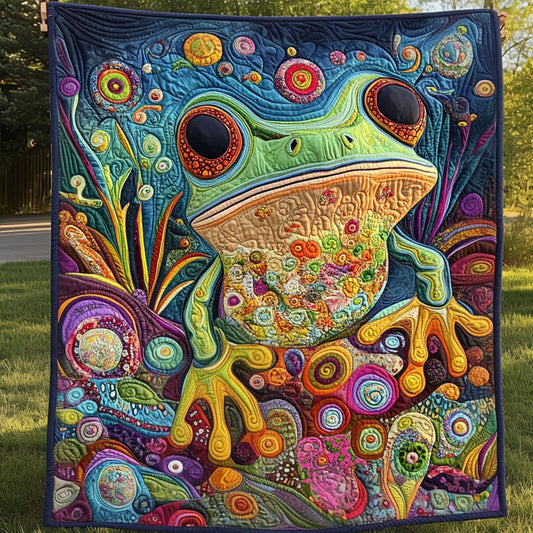 Psychedelic Pond Bliss Quilted Blanket