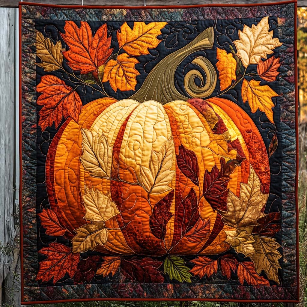 Pumpkin Glow Quilted Blanket
