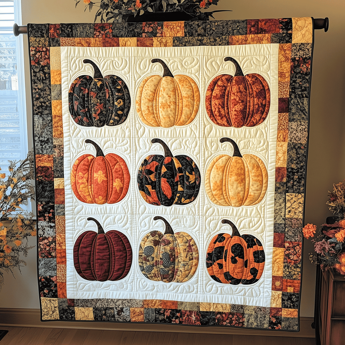 Pumpkin Magic Quilted Blanket