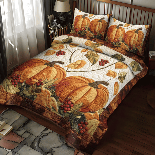 Pumpkin Patch Thanksgiving 3-Piece Quilted Bedding Set
