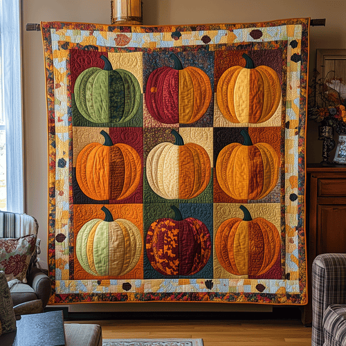 Pumpkin Row Quilted Blanket