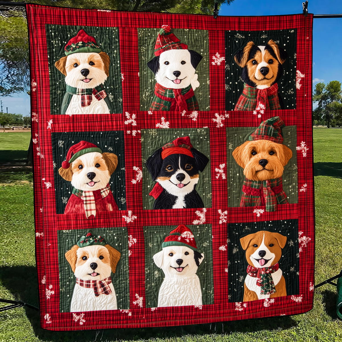Puppy Christmas Cheer Quilted Blanket