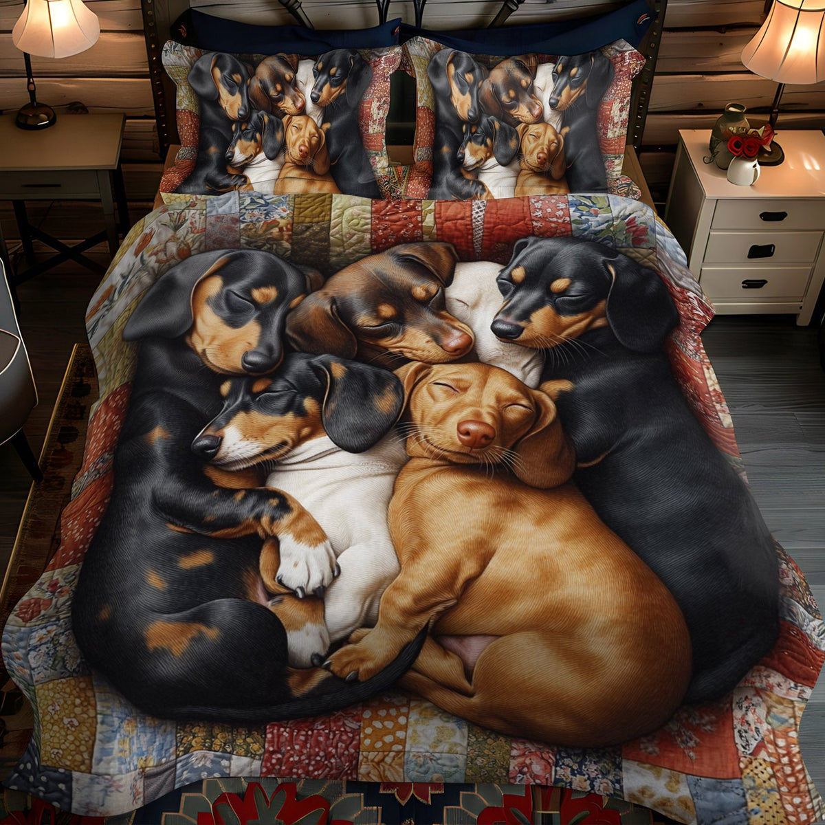 Puppy Pile 3-Piece Quilted Bedding Set