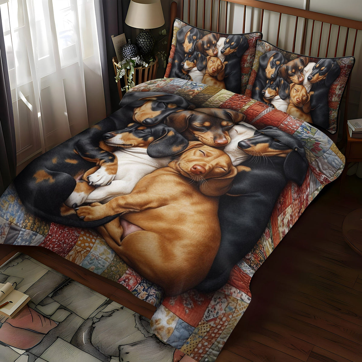 Puppy Pile 3-Piece Quilted Bedding Set