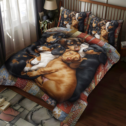 Puppy Pile 3-Piece Quilted Bedding Set