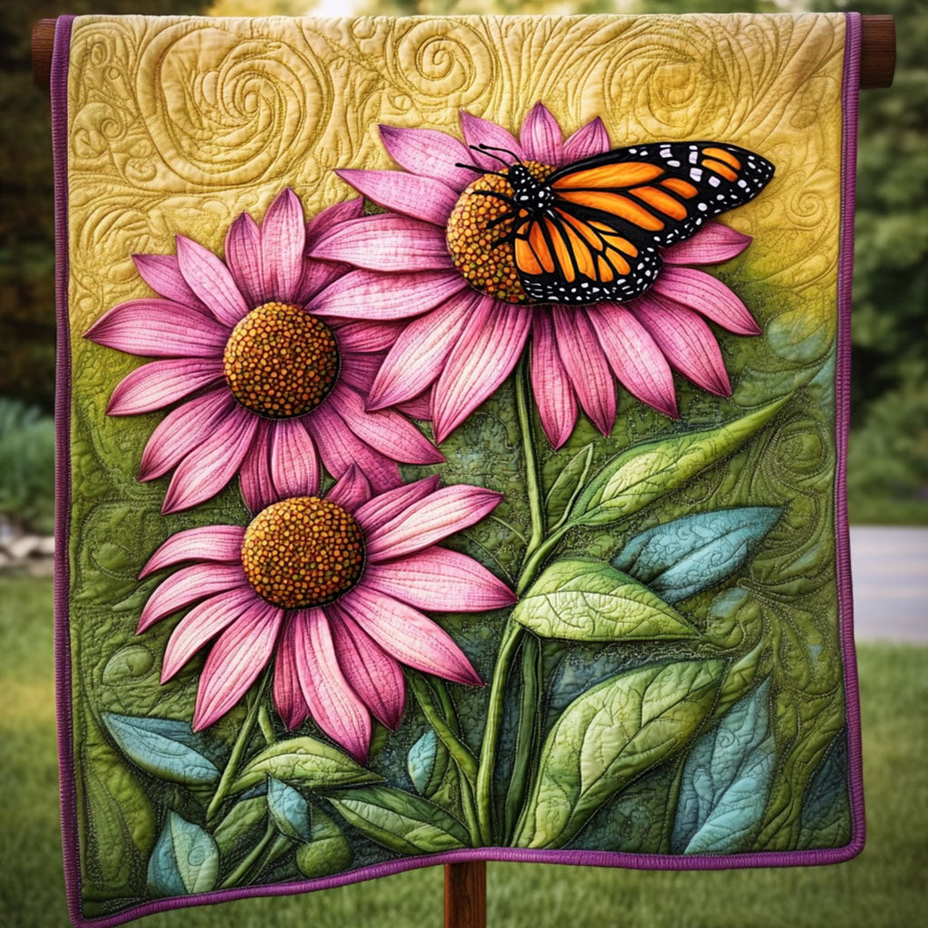 Purple Blooms Quilted Blanket