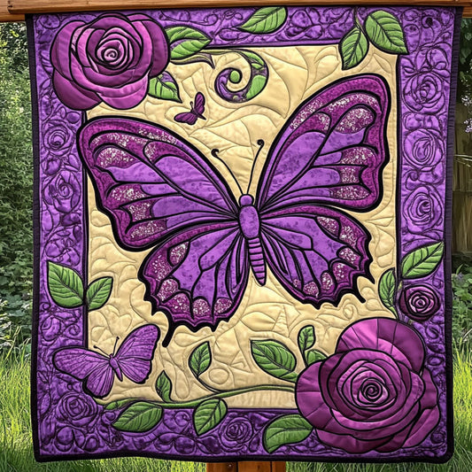 Purple Elegance Quilted Blanket