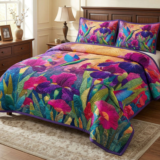 Purple Iris Flight 3-Piece Quilted Bedding Set