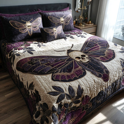 Purple Skull 3-Piece Quilted Bedding Set