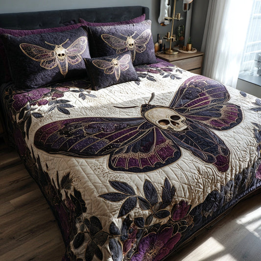 Purple Skull 3-Piece Quilted Bedding Set