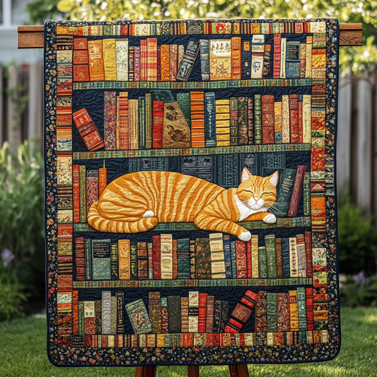Purrfect Book Haven Quilted Blanket