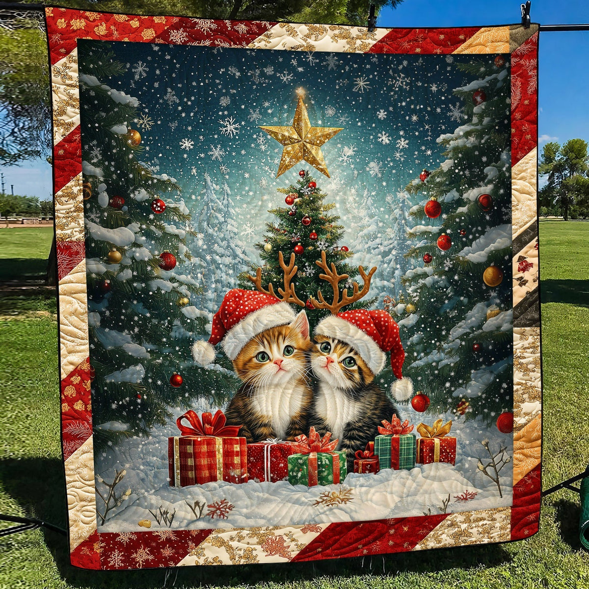 Purrfect Christmas Cats Quilted Blanket