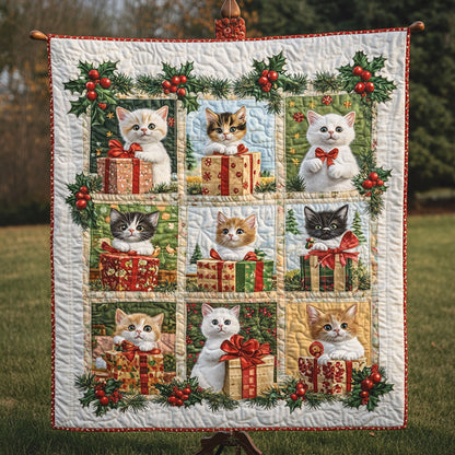 Purrfect Christmas Cheer Quilted Blanket