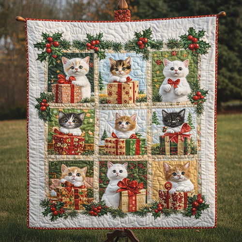 Purrfect Christmas Cheer Quilted Blanket