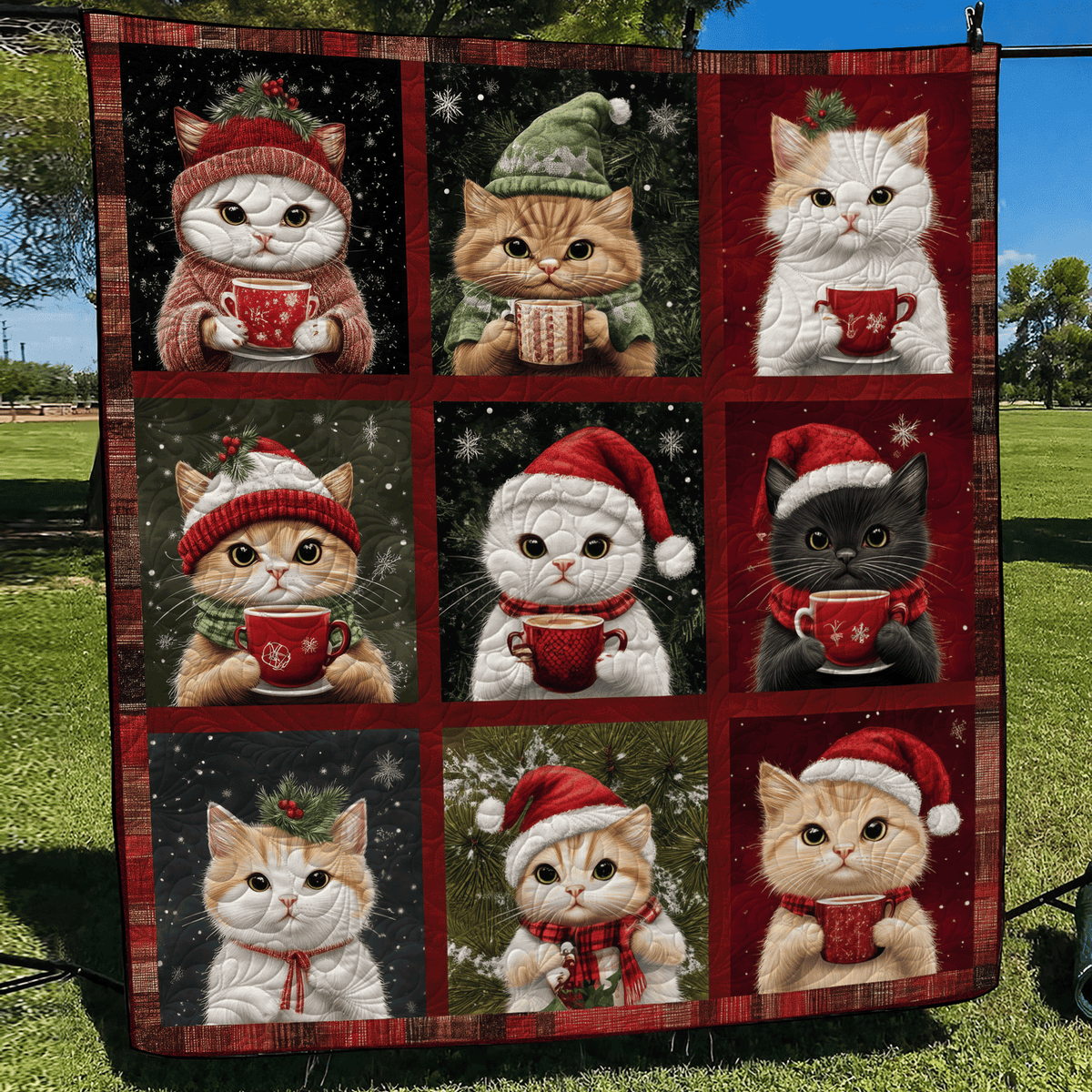 Purrfect Christmas Quilted Blanket