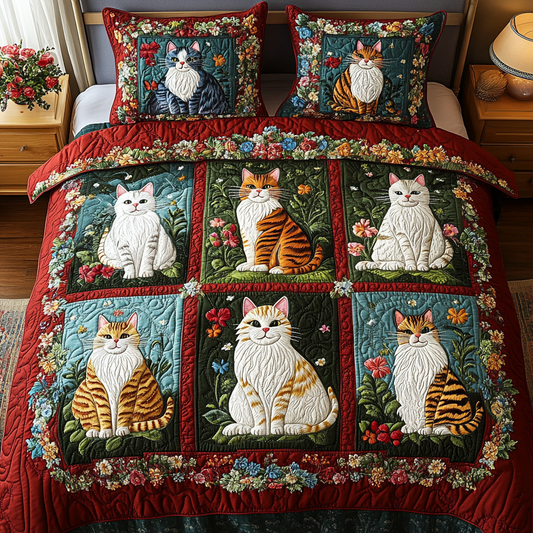 Purrfect Dreams 3-Piece Quilted Bedding Set
