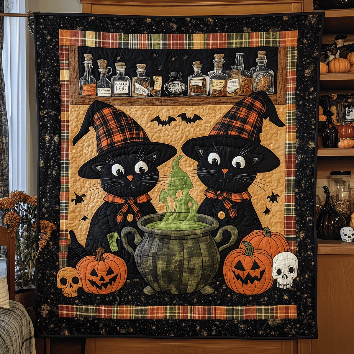 Purrfectly Bewitching Quilted Blanket