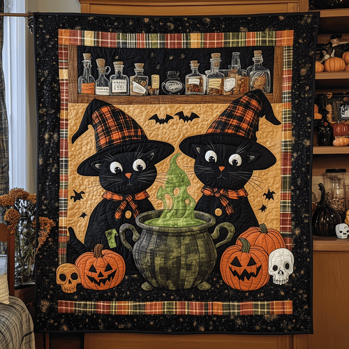 Purrfectly Bewitching Quilted Blanket