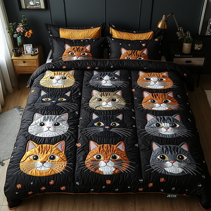 Purrfectly Cozy 3-Piece Quilted Bedding Set