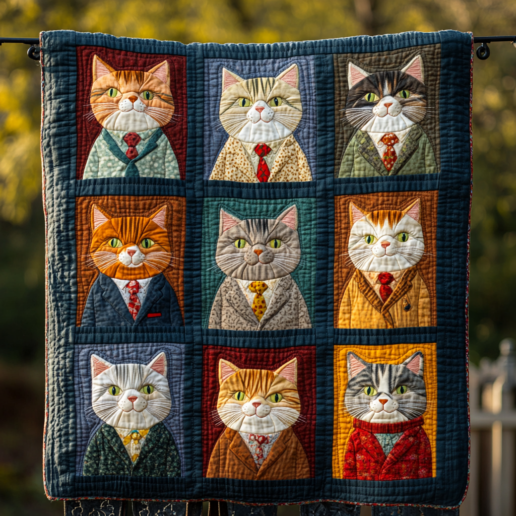 Purrfectly Patchy Quilted Blanket