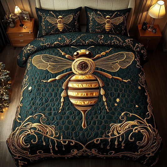Queen Bee Glory 3-Piece Quilted Bedding Set