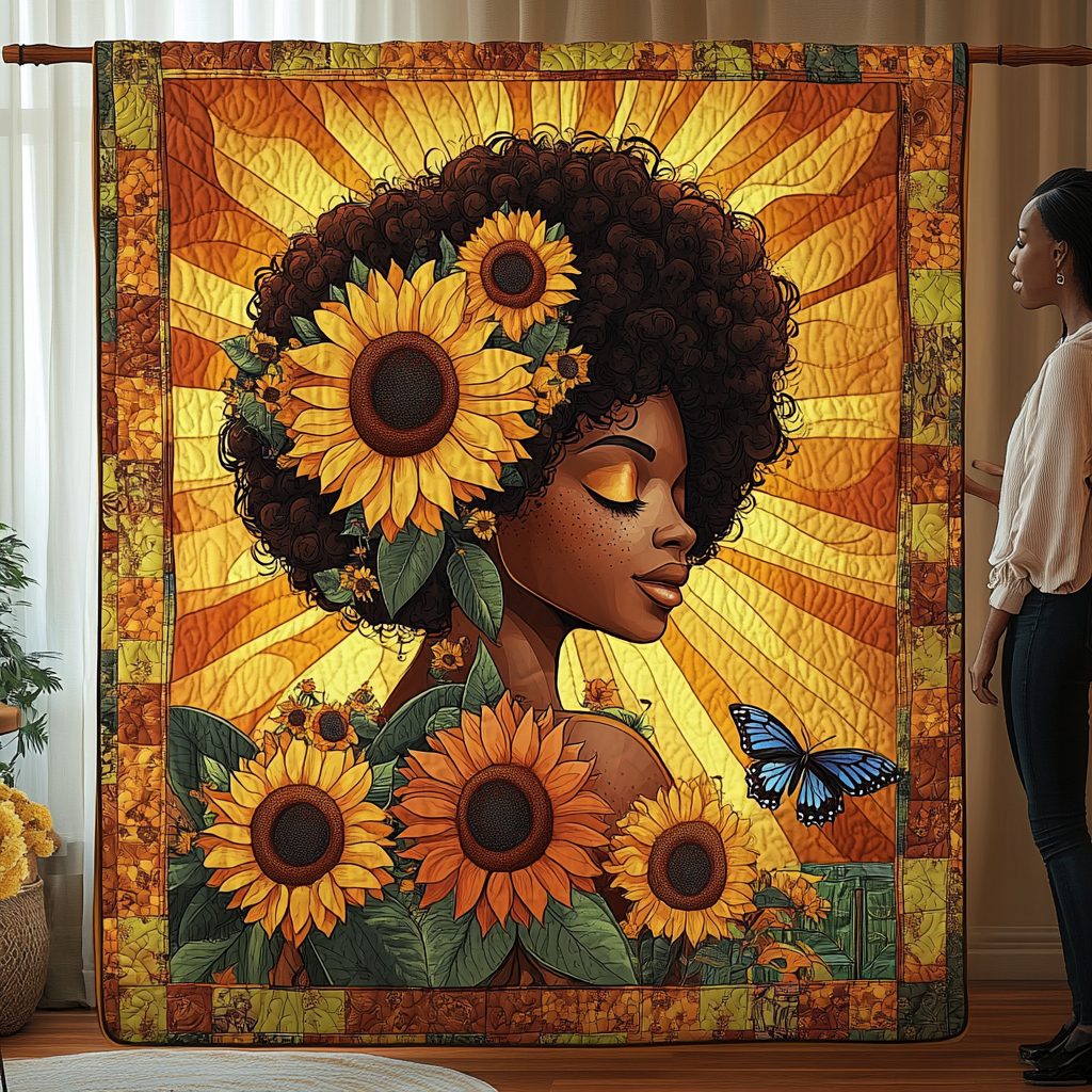 Queen in Bloom Quilted Blanket