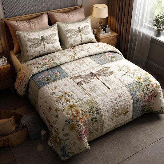 Quiet Dragonfly 3-Piece Quilted Bedding Set
