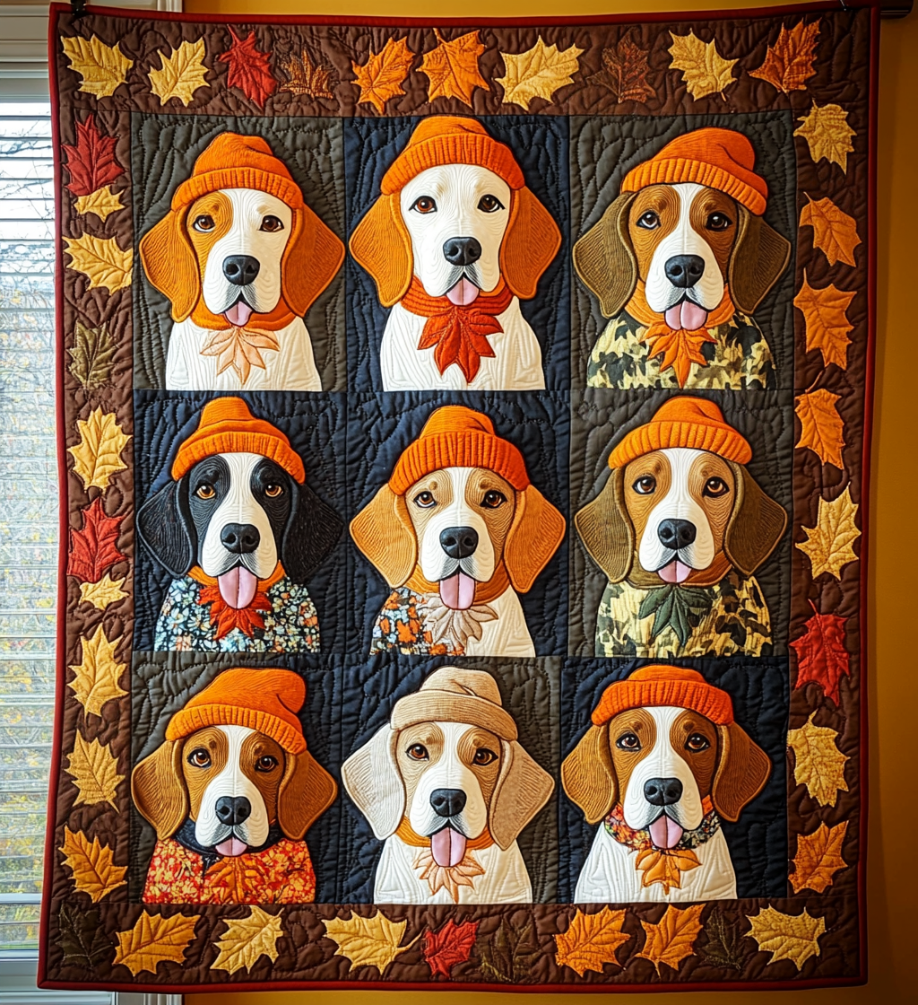 Quirky Beagle Quilted Blanket