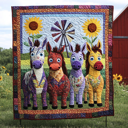 Quirky Burros Quilted Blanket