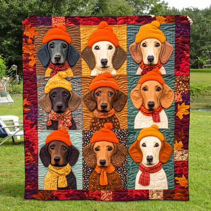 Quirky Dachshund Quilted Blanket