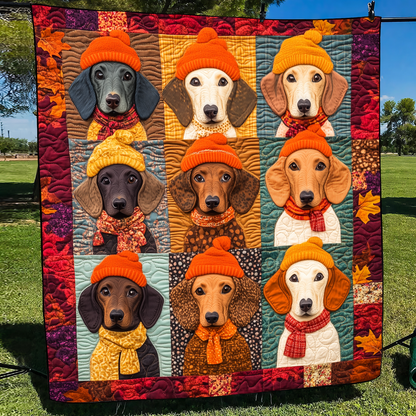 Quirky Dachshund Quilted Blanket