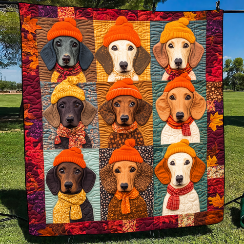 Quirky Dachshund Quilted Blanket