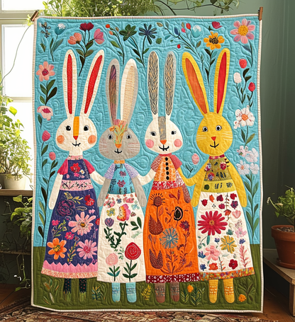 Rabbit Friends Quilted Blanket