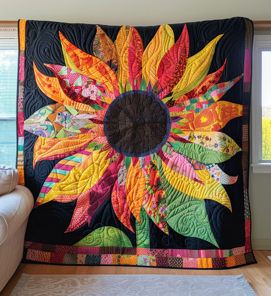 Radiant Sunflower Quilted Blanket