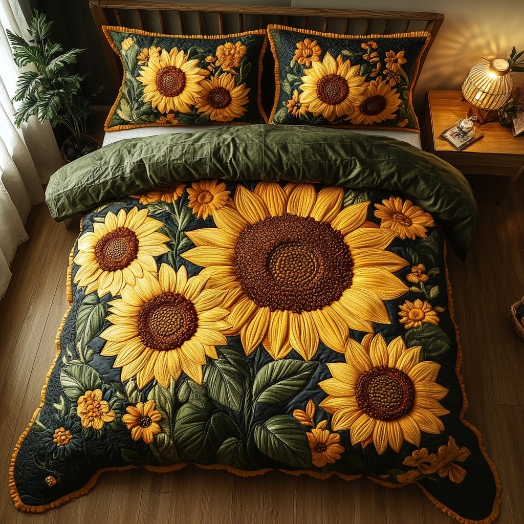 Radiant Blossom 3-Piece Quilted Bedding Set