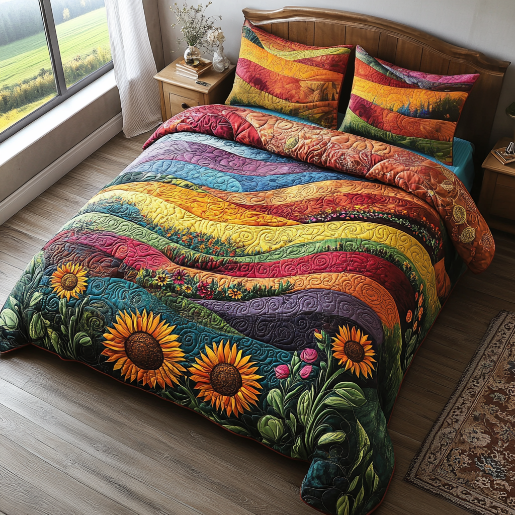 Radiant Meadows 3-Piece Quilted Bedding Set