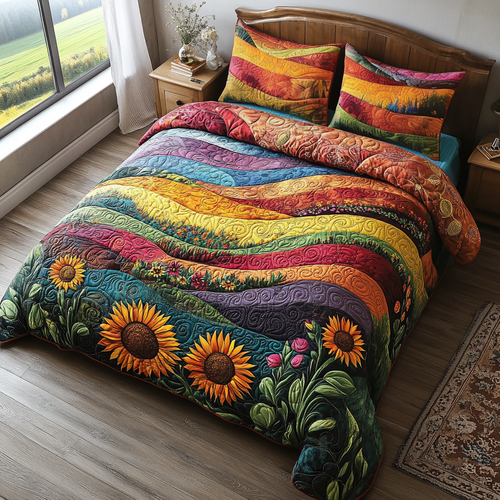 Radiant Meadows 3-Piece Quilted Bedding Set