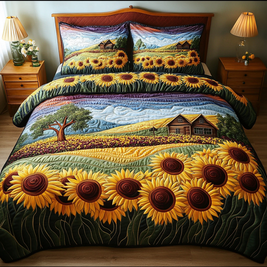 Radiant Petals 3-Piece Quilted Bedding Set