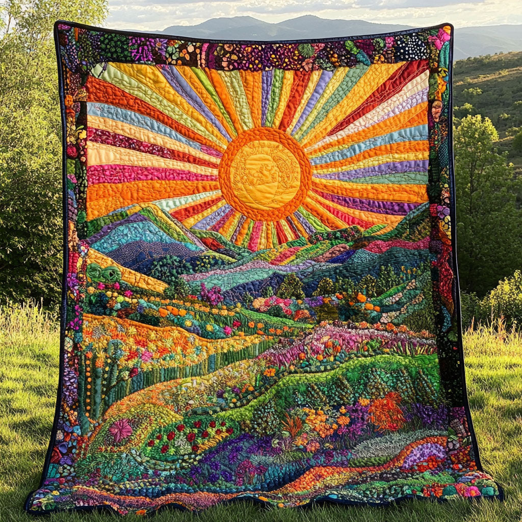 Radiant Sunrise Quilted Blanket