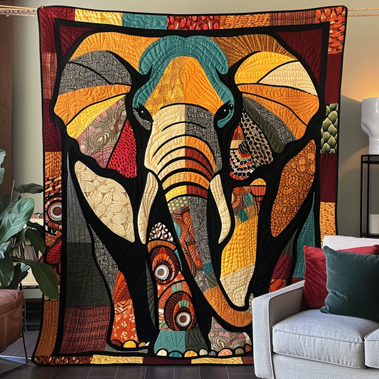 Rainbow Elephant Dreams Quilted Blanket