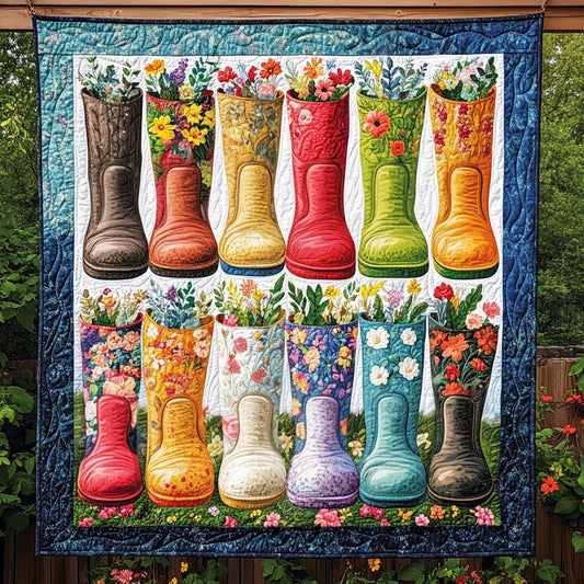 Rainbow Boots Quilted Blanket