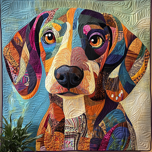Rainbow Dachshund Quilted Blanket