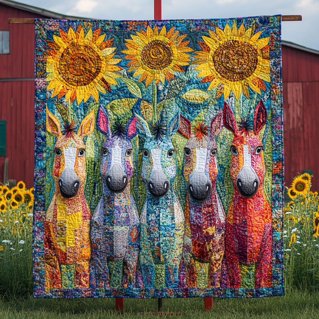 Rainbow Donkeys Quilted Blanket
