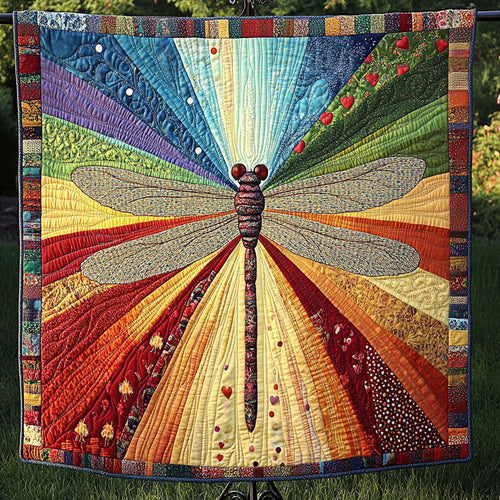 Rainbow Dragonfly Quilted Blanket