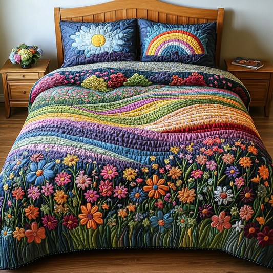 Rainbow Fields 3-Piece Quilted Bedding Set
