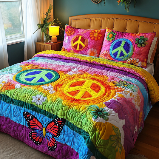 Rainbow Groove 3-Piece Quilted Bedding Set